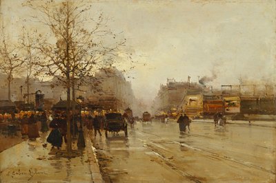 The Boulevards, Paris by Eugene Galien Laloue