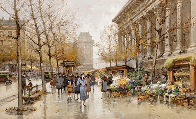 Paris Street in Autumn by Eugene Galien Laloue