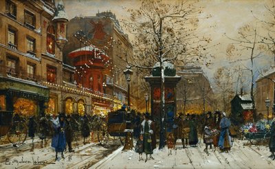 The Moulin Rouge, Paris by Eugene Galien Laloue