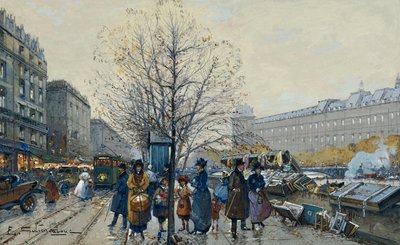 Quai Malaquais, Paris by Eugene Galien Laloue