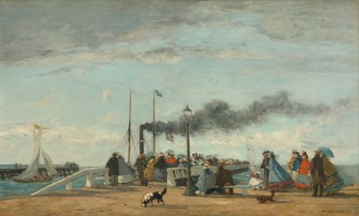 Jetty and Wharf at Trouville by Eugene Louis Boudin