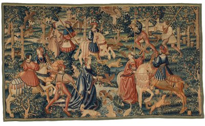 Tapestry depicting Falconers Hunting Waterfowl by European School