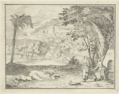 Italianate Landscape with Two Women by F.W. Musculus