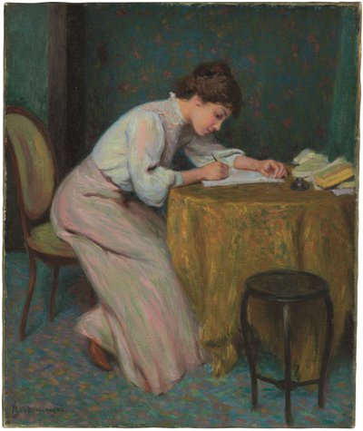 Young Woman Writing by Federigo Zandomeneghi