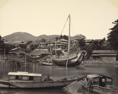 Boats in River, Nagasaki by Felice Beato