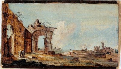 Caprice, with Ruined Arch and Fishermen