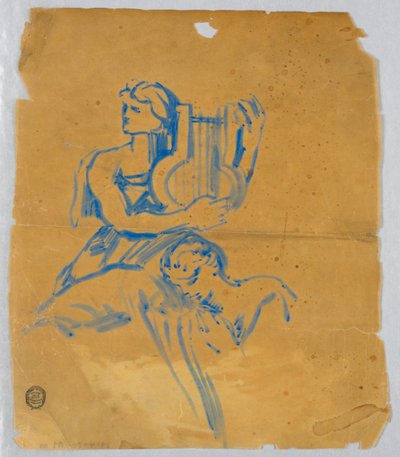 Sketch of Two Angels by Francis Augustus Lathrop