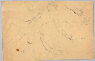 Sketches of Female Nude and Hands by Francis Augustus Lathrop