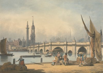 London Bridge and The Monument by Francis Nicholson