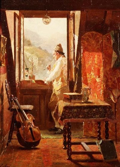 At the Window by Francois Adolphe Grison