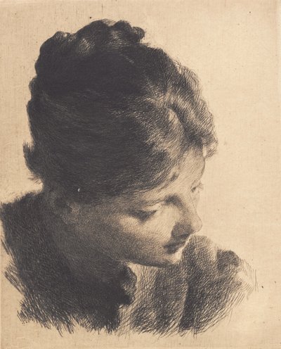 Young Girl in Half Profile, Looking Down by Frans Schwartz