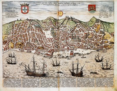 Map of Lisbon - Portugal (engraving) by Franz Hogenberg
