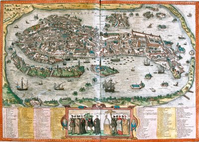 Plan of Venice, Italy by Franz Hogenberg