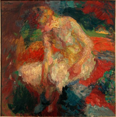 Seated Nude Dressing by Franz Nolken