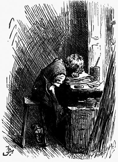 Dickens in the Blacking Warehouse, 1880s by Frederick Barnard