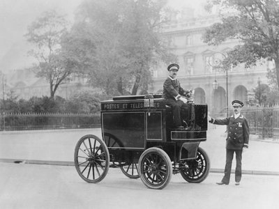 Electric mail cart, 1901 by French Photographer