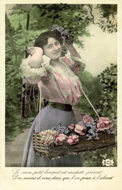 Girl with Flowers for Sale by French Photographer