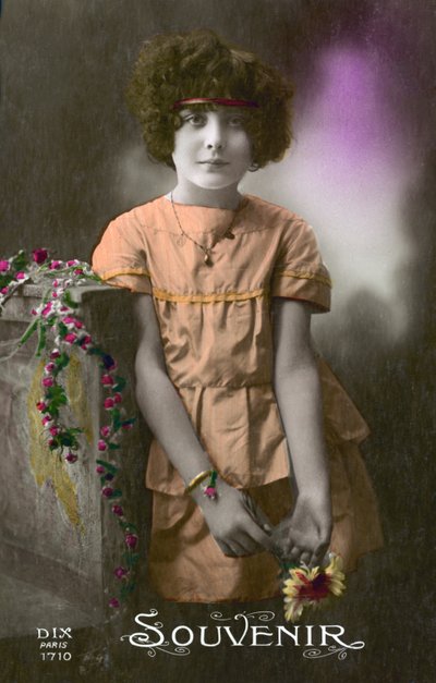 Little girl in orange by French Photographer