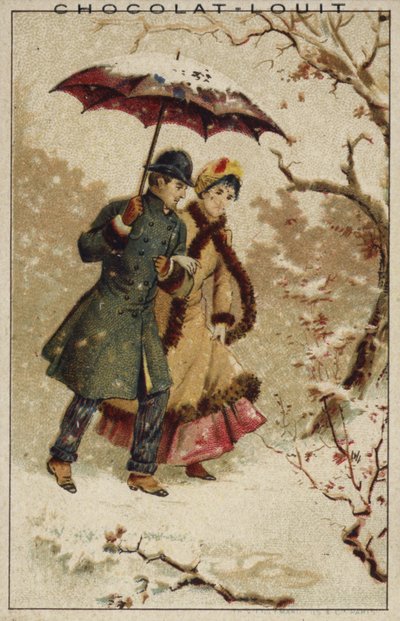 A walk in the snow by French School