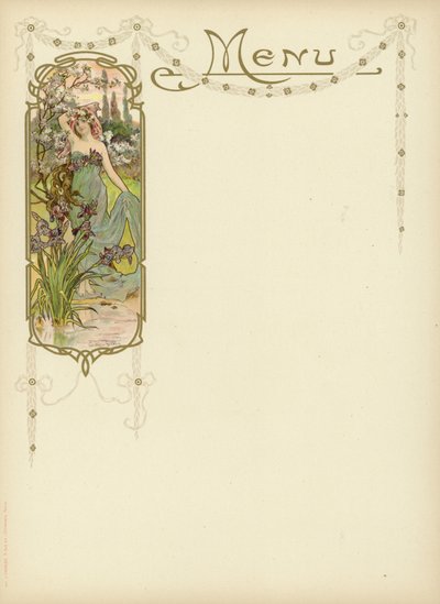 Art Nouveau Design for a Menu by French School