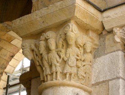 Capital Depicting a Group of Men by French School