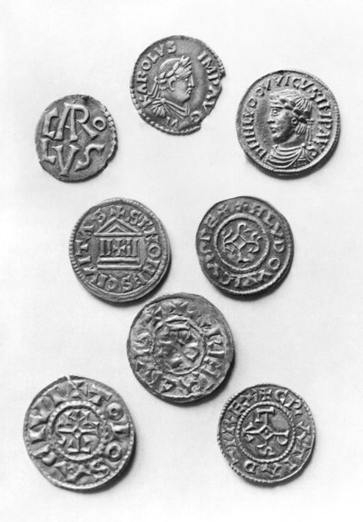 Eight Carolingian coins by French School