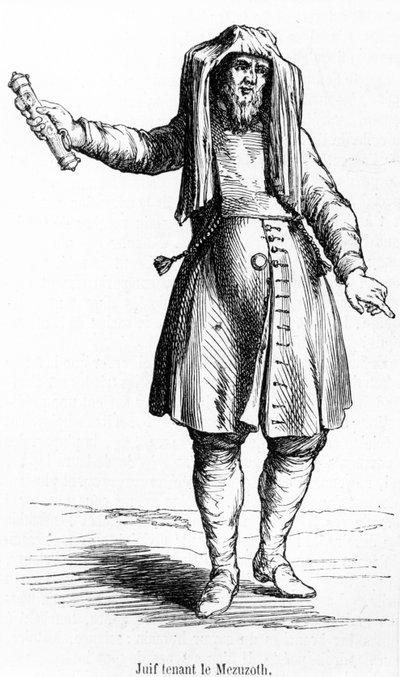 Eighteenth century French Jew Holding a Mezuzoth by French School