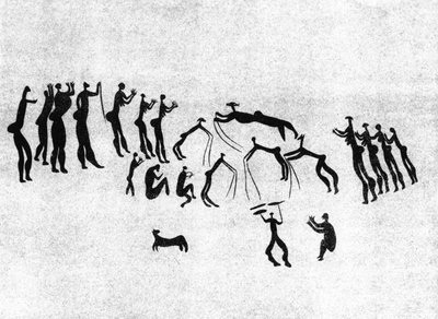 Facsimile of a Neolithic Wall Painting by French School