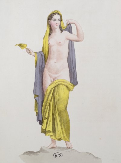 Hermaphrodite, from a Pompeiian fresco, c.1800 by French School