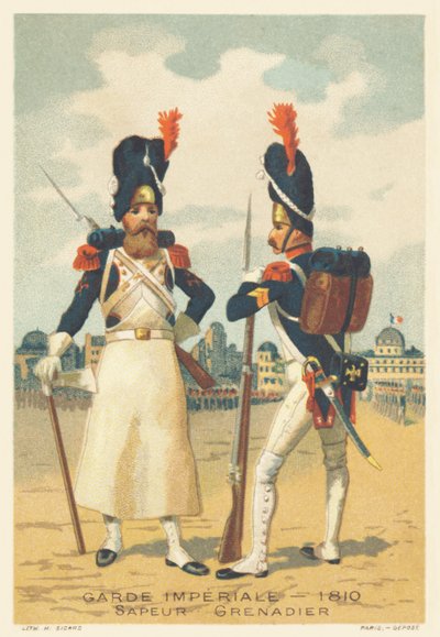 Imperial Guard, Sapeur and Grenadier in 1810 by French School