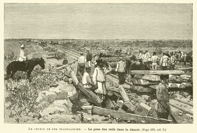 The Trans-Caspian Railway (engraving) by French School