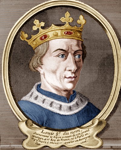 Louis VIII, King of France (coloured engraving) by French School