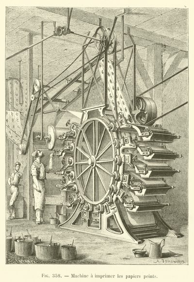 Wallpaper Printing Machine (engraving) by French School