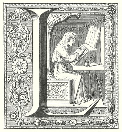 Medieval Scribe at Work by French School