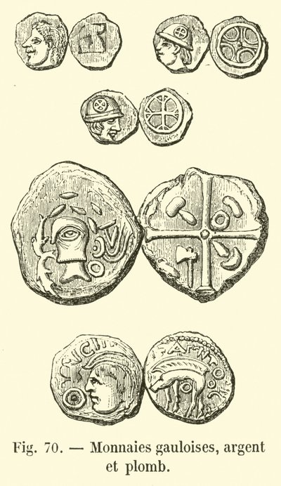 Gaulish coins, silver and lead by French School