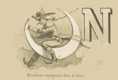 Nicodeme Traveling in the Moon by French School