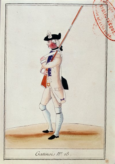 Soldier of the Grenadier Gatinois Regiment, c.1780 by French School