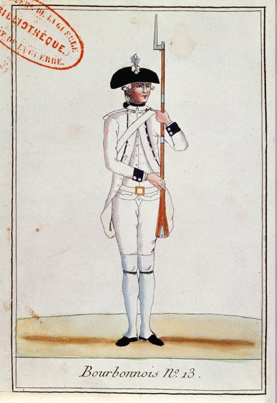 Soldier of the Regiment de Bourbonnois, c.1780 by French School