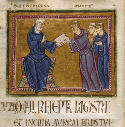 St. Benedict Delivering His Rule by French School