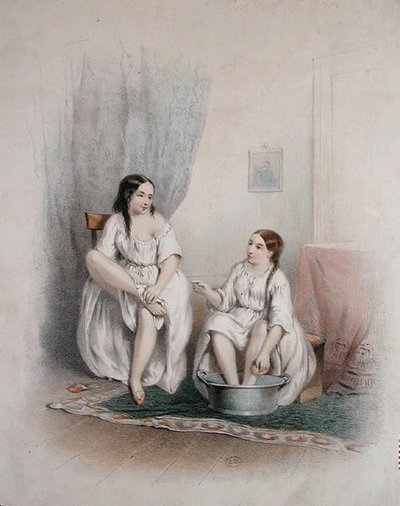 The Footbath, mid nineteenth century by French School