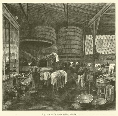 A Public Laundry in Paris (engraving) by French School