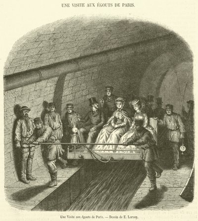 A Visit to the Sewers of Paris (engraving) by French School