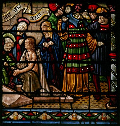 Window depicting the Resurrection of Lazarus by French School