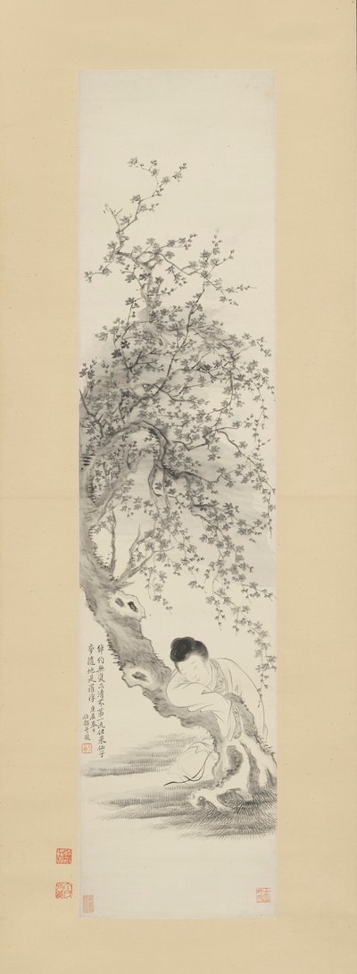 Lady Leaning on a Plum Tree by Gai Qi