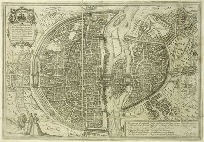 Town Plan of Paris by Georg Braun