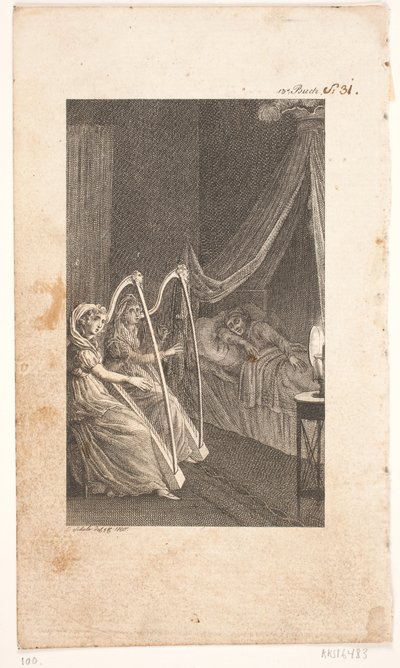 Illustration with Harp Players by Georg Christian Schule