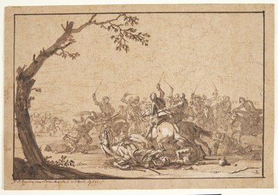Cavalry Combat by Georg Philipp Rugendas