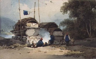 A Riverside Encampment, China by George Chinnery