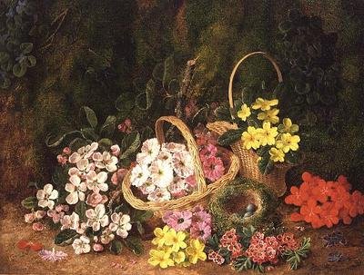 Spring Flowers in Baskets by George Clare