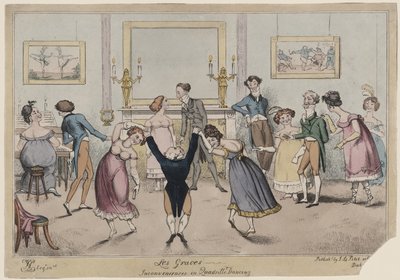 Les Graces, Inconveniences in Quadrille Dancing by George Cruikshank